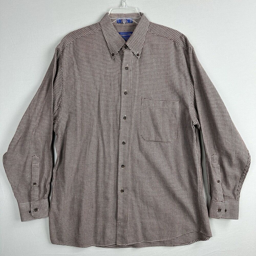 Pendleton Brown Checkered Casual Button Down Shirt - image 1